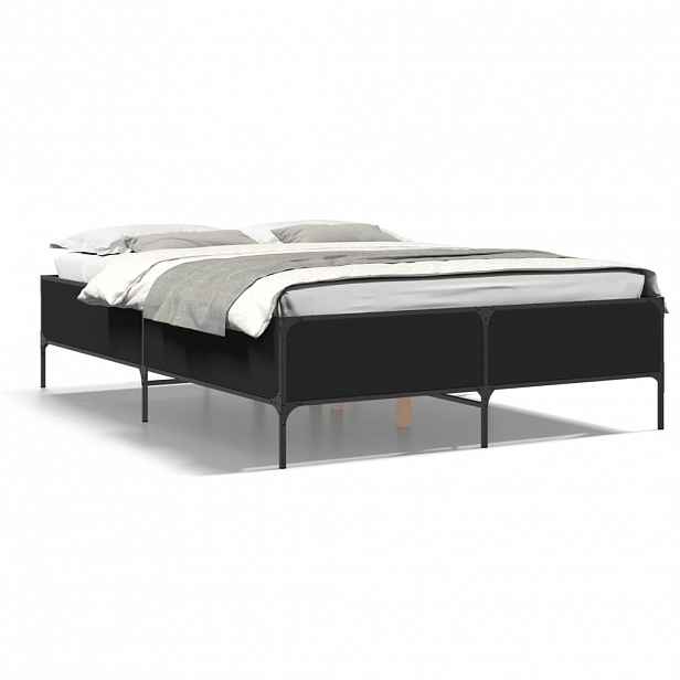 vidaXL Rám postele černý 140 x 190 cm kompozitní dřevo a kov