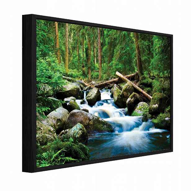 Wallarena ZARÁMOVANÉ obrazy les řeka zelená 120x80 cm
