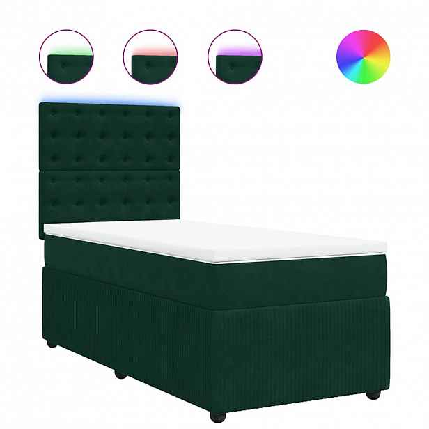 vidaXL Box spring postel s matrací tmavě zelená 90x190 cm samet