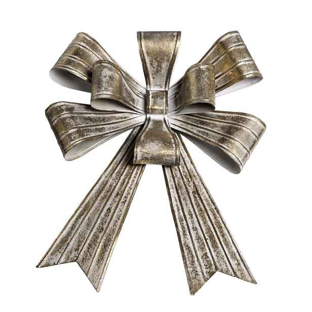 Mosazná antik kovová nástěnná dekorace mašle Bow - 30*9*43 cm Chic Antique