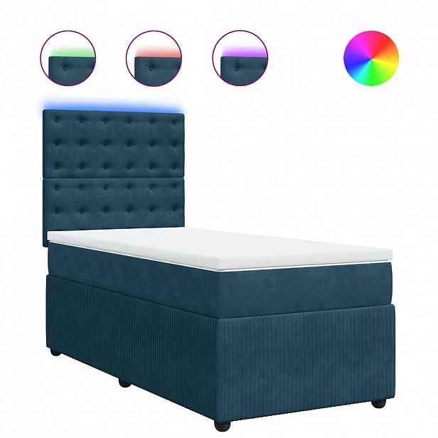vidaXL Box spring postel s matrací modrá 90 x 190 cm samet