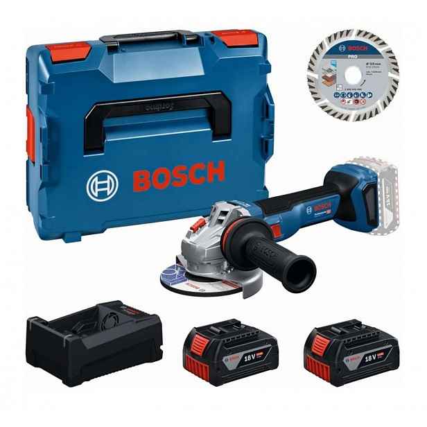 Bosch - 18V AKU úhlová bruska GWS 18V-11, 2x aku 5,0 Ah Li-Ion, nabíječka 0615A500E6