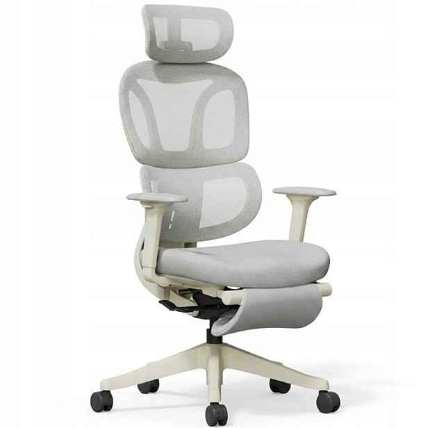 Ergonomická kancelářská židle BS5WG-M2, s opěrkou nohou, šedá