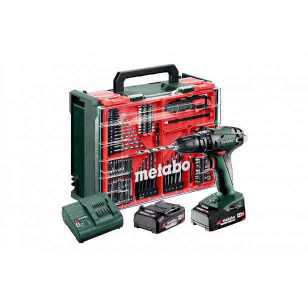 Metabo - 18V AKU vrtačka s příklepem a příslušenstvím, 2x aku 2,0 Ah Li-Power, nabíječka 602245710