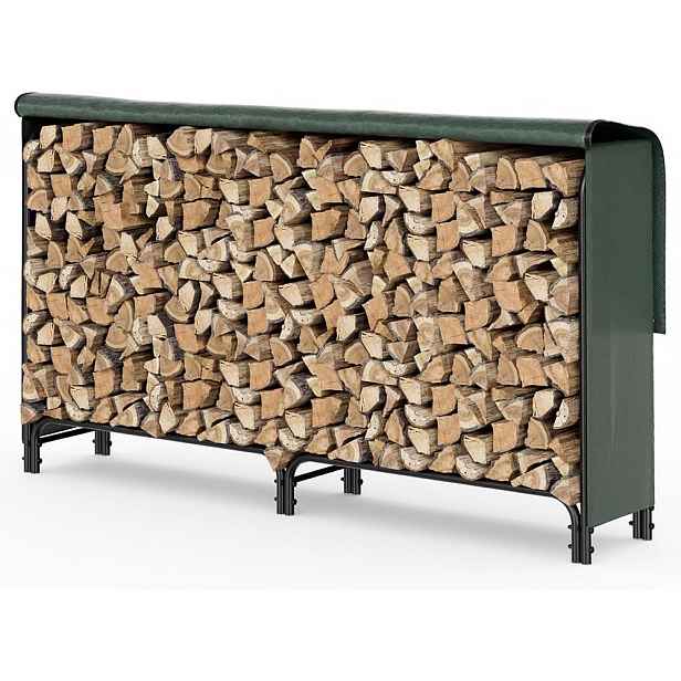 Regál Na Dřevo Ke Krbu 200X116X36 CM S Vodotěsným Krytem