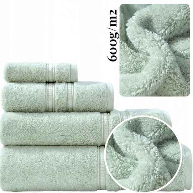 Ručník Harmony 100x150 šalvějový se stříbrnou bambusovou bordurou 600 g/m2
