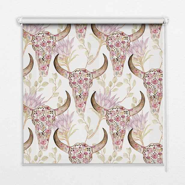 TULUP VNITŘNÍ roleta - okenní roleta - roleta - 60x140 cm - Barevné buvolí hlavy