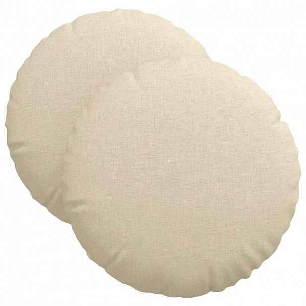 vidaXL Polštáře na sedadla 2 ks Textil Krémová Ø40 x 13 cm