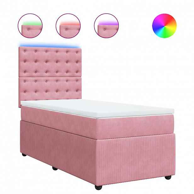 vidaXL Box spring postel s matrací růžová 90x190 cm samet