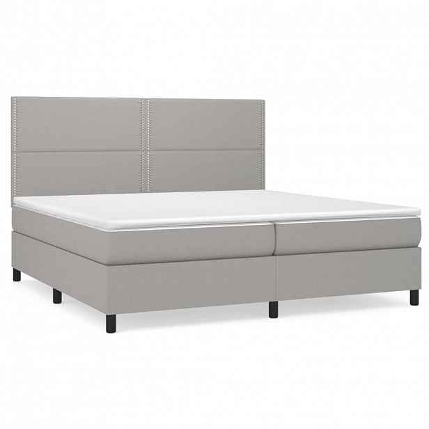 vidaXL Box spring postel s matrací světle šedá 200 x 200 cm textil