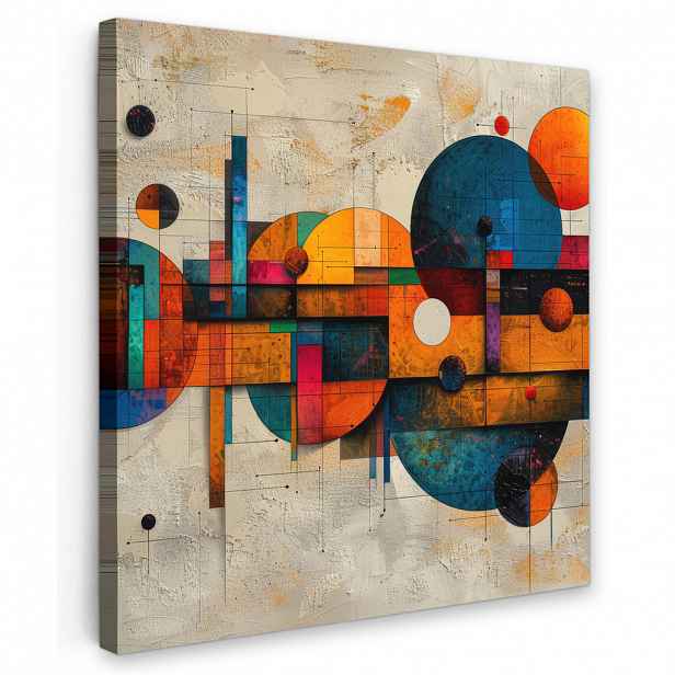 MuchoWow OBRAZ NA PLÁTNĚ Vintage - Moderní umění - Oranžová - Geometrické tvary 20x20 cm