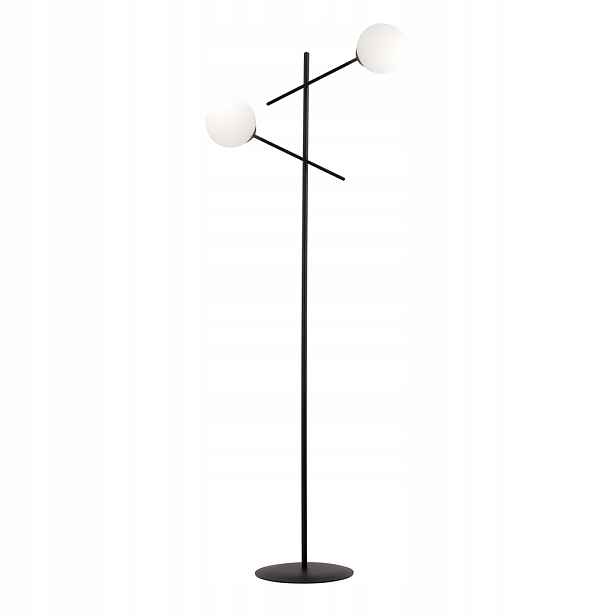 Stojací lampa Nicea černá 2x Skleněné stínidlo bílá E14 stojací lampa