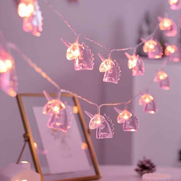 TEMU 1 ks 1,5M Růžové LED světelné řetězy s jednorožcem - na baterie, vintage styl, ideální pro ložnici, pracovnu a dekoraci oken, ideální pro
