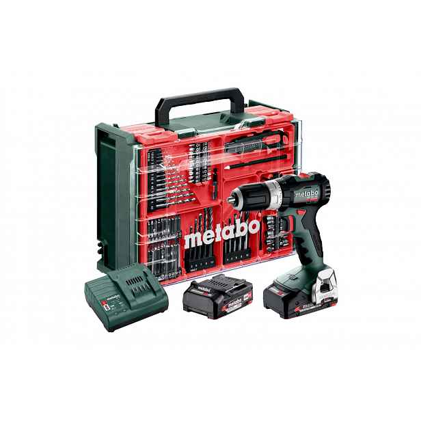 Metabo - 18V AKU vrtačka s příklepem a příslušenstvím, 2x aku 2,0 Ah Li-Power, nabíječka 613157710