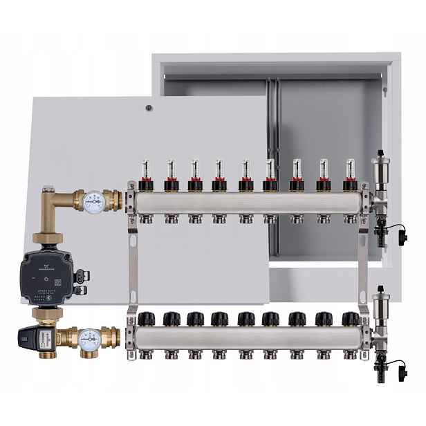 Nerezový rozdělovač pro podlahu 9, nástěnný box Pumpa Grundfos
