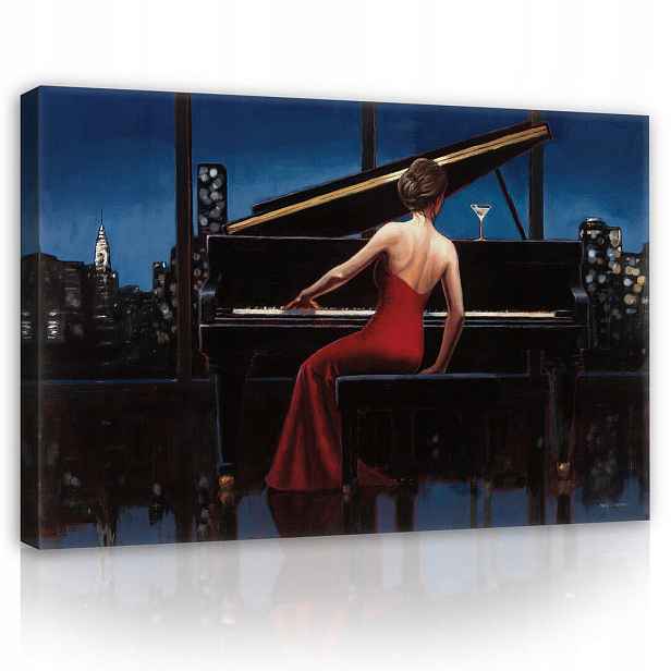 Obraz 100x75 Hudba klavíristka noc město panorama elegance
