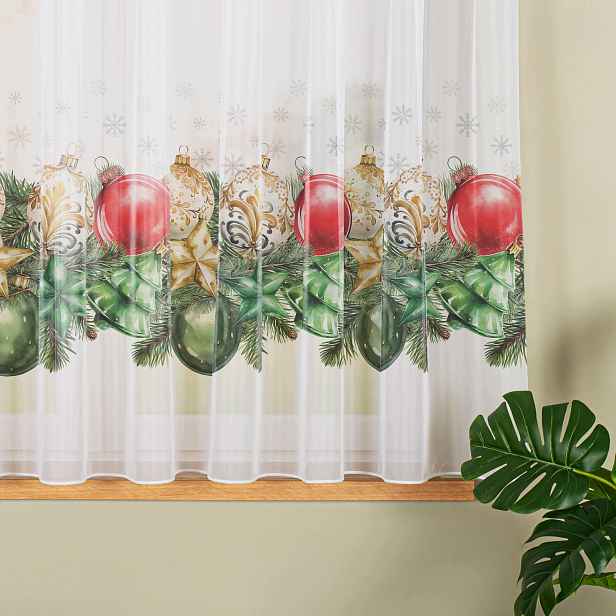 Záclona Bombičky hotová s páskou Vánoce 250x150