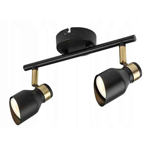 Stropní svítidlo černo-zlatá, dvojitá, pohyblivé reflektory 2xGU10 25W Rabalux