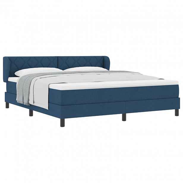vidaXL Postel s boxspringem s čelo Modrá 180 x 200 cm textil