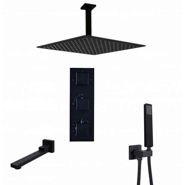 Podomítkový Set Termostat Vývod Černý Mat