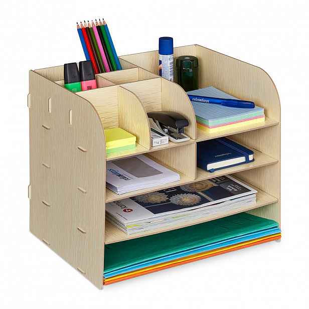 Relaxdays ORGANIZÉR Světle hnědý MDF 10 přihrádek 27,5 cm