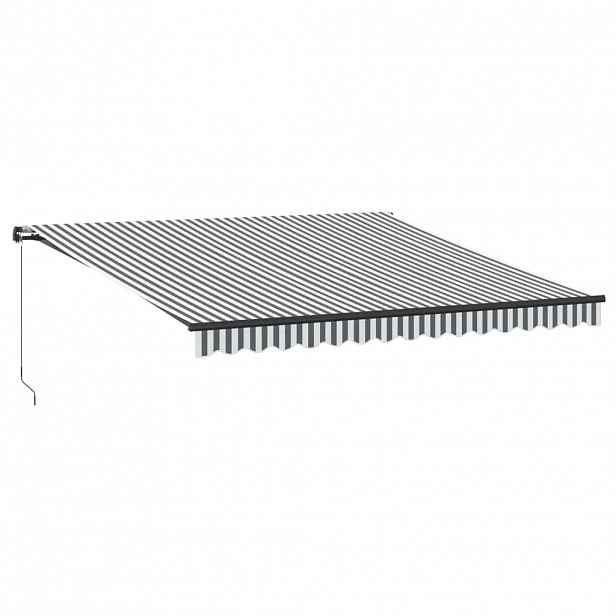 vidaXL Ručně zatahovací markýza s LED antracitová a bílá 400 x 350 cm