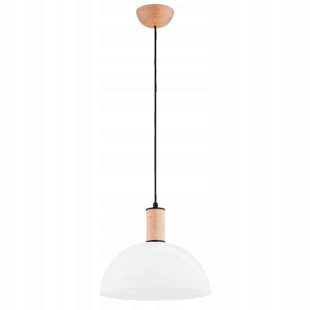 Závěsná lampa Alfa Terrin skandinávská dřevěná 1xE27 bílá