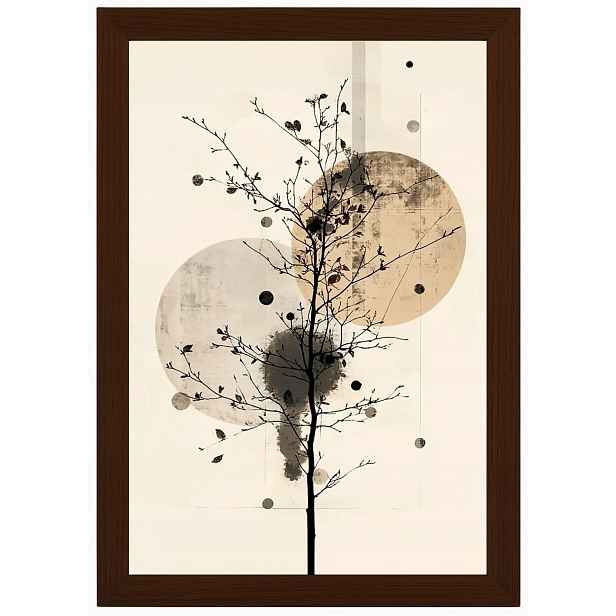Plakát Rámeček Dřevo Grafika Geometrie Dřevo Zen Natura Béžová Hnědá 40x60