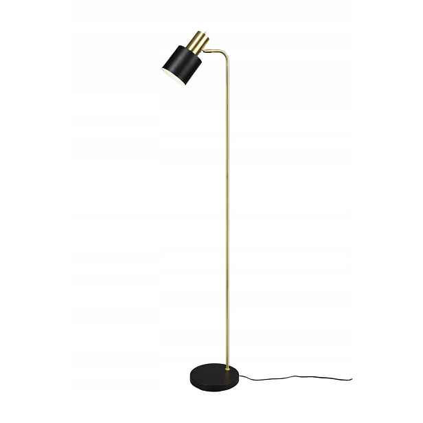 Stojací podlahová lampa černá zlatá reflektorová Rl