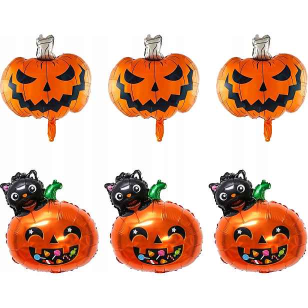 Fóliové Balónky Halloween 6 Kusů Velká Dýně Na Párty A Narozeninové Dekorace