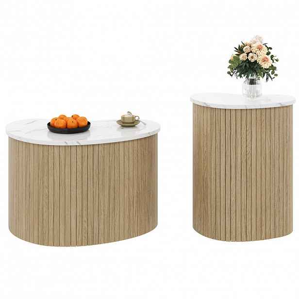OKWISH KONFERENČNÍ stolky 60/37/38 cm přírodní/bílá z MDF s úložnou plochou
