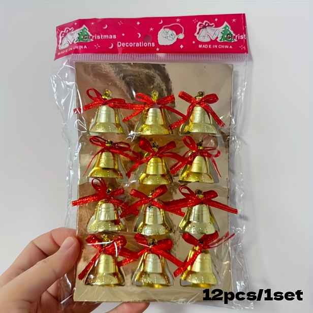 TEMU Mini vánoční stromeček se zlatými zvonečky, vánoční ozdoby se zvonečky, DIY řemeslné zvonečky, vhodné pro domov, kancelář, zahradu a večírky,