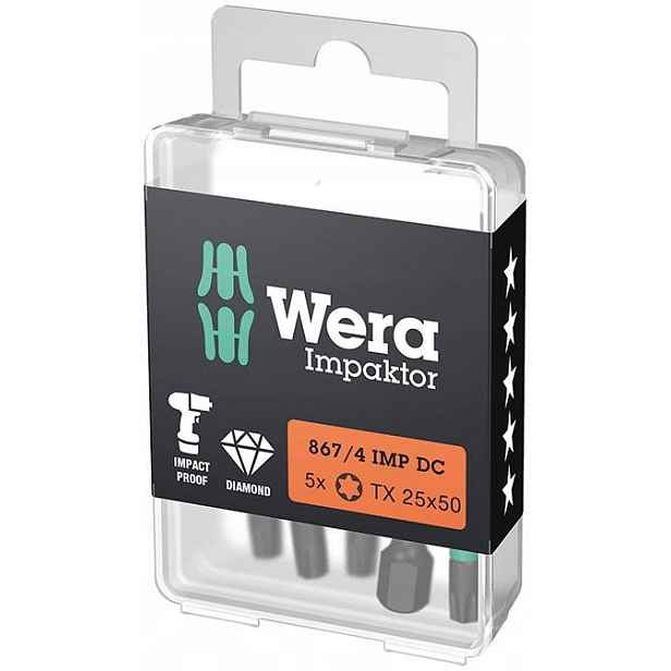Bit Impaktor 1/4" Din 3126 E63 Torx T25x50mm 5 ks Wera