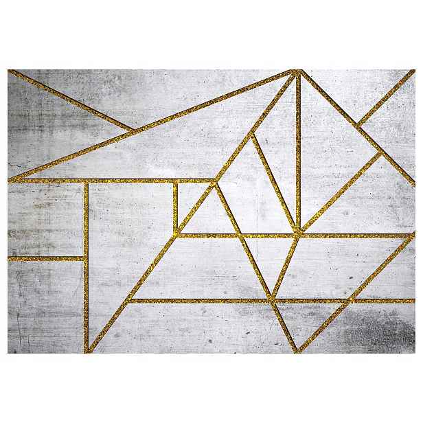 Fototapeta Zlatá geometrie betonu linie postavy vzor šedá 200x140 lepidlo