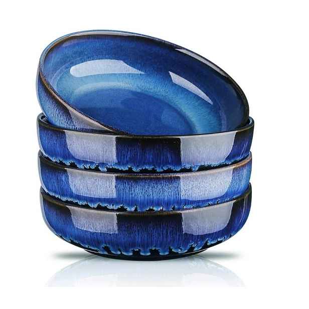 Misky keramické 21,6 cm 4 ks Nebule Blue na těstoviny saláty