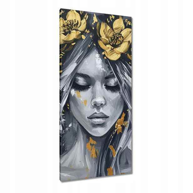 Obrazy 55x115 Žena Abstrakt Zlatá Květina