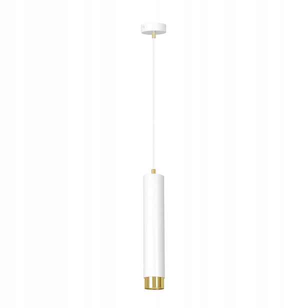 Závěsná bodová lampa bílá zlatá tuba 34 cm nad stůl ostrov bar Emibig