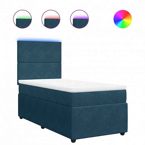 vidaXL Box spring postel s matrací modrá 90 x 200 cm samet