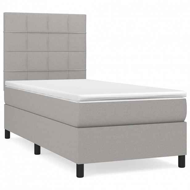 vidaXL Box spring postel s matrací světle šedá 80 x 200 cm textil