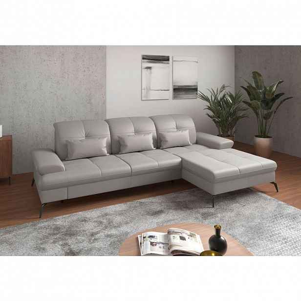 Sit & More ROHOVÁ SEDAČKA, textil, kůže, světle šedá