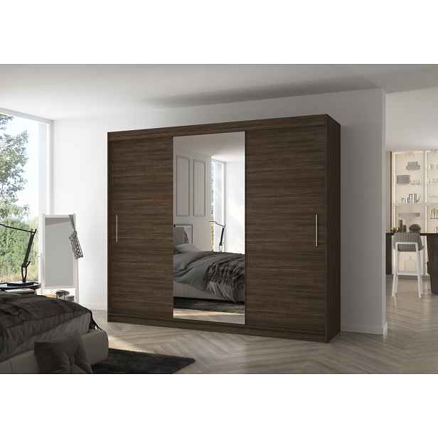 Velká šatní skříň 250 cm GABRIS - tmavě hnědá