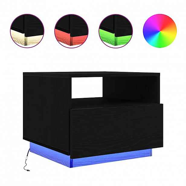 vidaXL Konferenční stolek  s LED světly Dub černý 50x49x40 cm