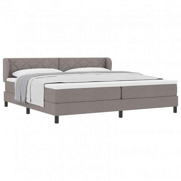 vidaXL Postel s boxspringem s čelo Taupe 200 x 200 cm textil