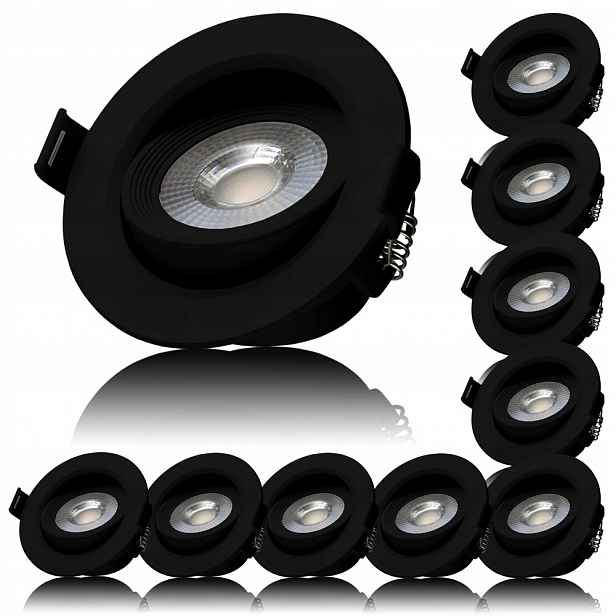 Kulaté Stropní Svítidlo Led Lampa Zapuštěná Výklopná 230V 7W IP20 Černá 3000-6000K