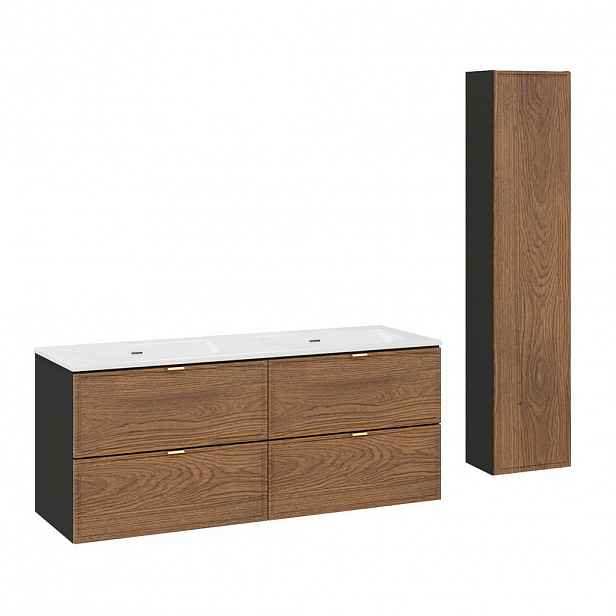Petits-meubles KOUPELNOVÝ NÁBYTEK 120cm Elena 2er-Set Dřevo a černá