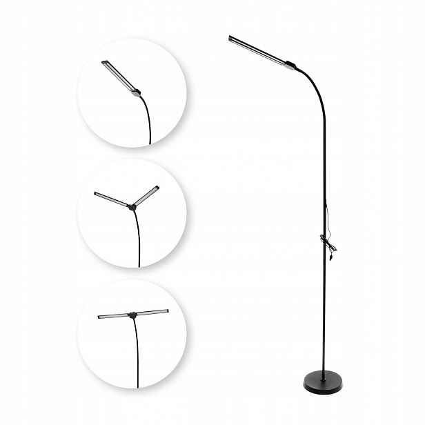 Stojací Led lampa Podlahová Černá 800lm Černá Nastavitelná pro čtení