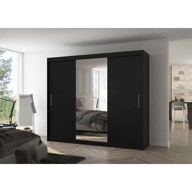 Velká šatní skříň 250 cm GABRIS - černá
