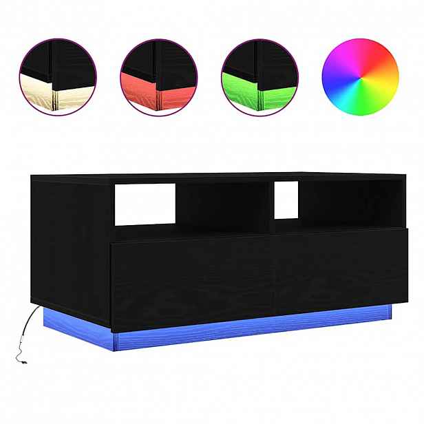 vidaXL Konferenční stolek  s LED světly Dub černý 90x49x40 cm