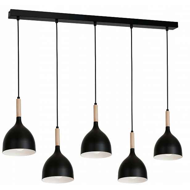 Závěsná stropní lampa Noak Wood Černá Hnědá 5xE27 moderní do obývacího pokoje