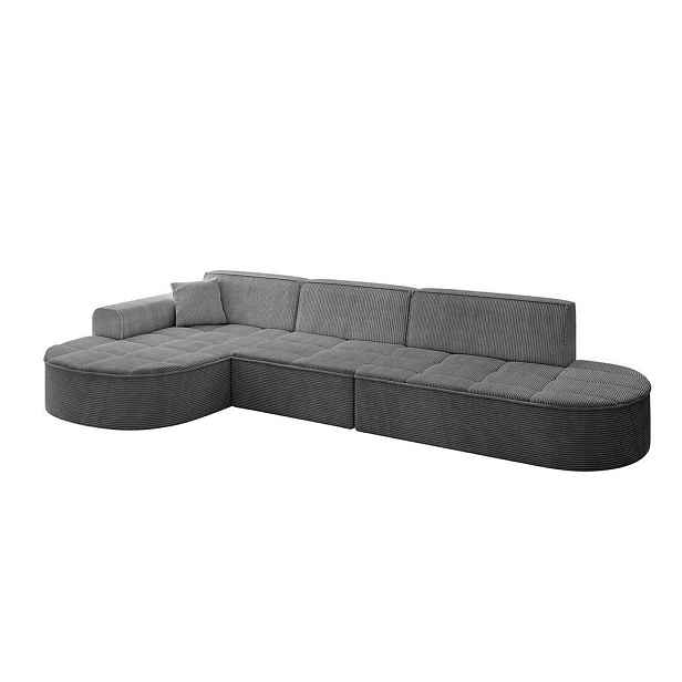 ALTDECOR ROHOVÁ SEDAČKA s otomanem, levá TARO-L2 328x171x79,5 Tmavě šedá Manšestr